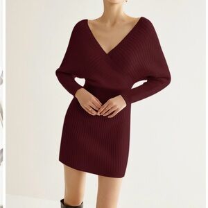 Criss Cross Cinched Sweater Dress
